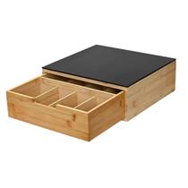Caixa Para Chá E Café Cápsula Sachê Multiuso Com Tampa De Bambu 31x30cm Caixa Para Chá E Café Cápsula Sachê Multiuso Com Tampa De Bambu 31x30cm