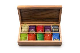 Caixa para Chá Ironwood Gourmet Vauxhall em Madeira de Acácia com 10 Compartimentos Caixa para Chá Ironwood Gourmet Vauxhall em Madeira de Acácia com 10 Compartimentos