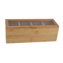 Caixa Para Chas Bambu Acrílico 9x9x27cm BTC Caixa Para Chas Bambu Acrílico 9x9x27cm BTC