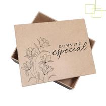 Caixa Para Convite Padrinhos em MDF Decorada Retangular Com Tampa 23x19x8