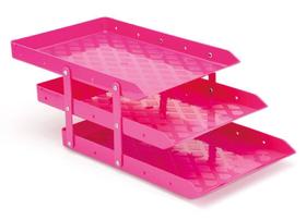 Caixa Para Correspondência Tripla Articulável Acrílico Rosa Waleu Caixa Para Correspondência Tripla Articulável Acrílico Rosa Waleu