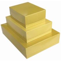 Caixa para Presente com Tampa Dourado MD 26X19X7,5CM