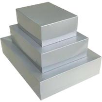 Caixa para Presente com Tampa Grande 35X25,5X7,5CM Prata Pacote com 5