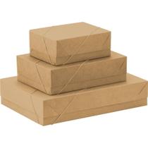 Caixa para Presente com Tampa KRAFT Média 26X19X7,5 CM com Elástico - Pacote com 10