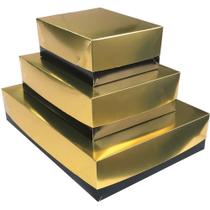Caixa para Presente com Tampa Paris Grande 25,5X35X7,5CM Dourada - Pacote com 10 Unidades