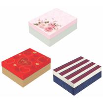 Caixa para Presente com Tampa Retangular P 24X18X8CM Sortido PCT com 10