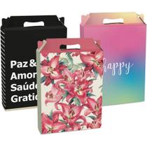 Caixa para Presente Decorada Retangular M 18X7,5X21CM Sortida (pacote com 10)