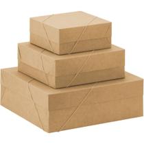 Caixa para Presente Pequena, Quadrada, com Tampa e Elástico - KRAFT.