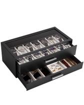 Caixa para Relógios ProCase 40x19x14cm 14 Compartimentos Preta Caixa para Relógios ProCase 40x19x14cm 14 Compartimentos Preta