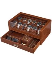 Caixa para Relógios ProCase com 12 Compartimentos em Couro PU Marrom 35x21x15cm Caixa para Relógios ProCase com 12 Compartimentos em Couro PU Marrom 35x21x15cm