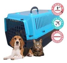 Caixa para transporte numero 2 animais gato cachorro coelho viagem carro passeio seguro resistente (azul)