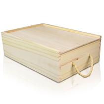 Caixa para Vinho com Tampa De Correr Madeira Pinus para 2 Garrafas Tamanho: 12 x 37,4 x 25,8 cm - 1024-R