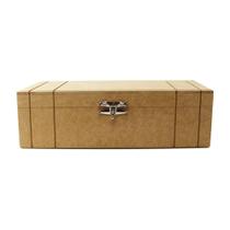 Caixa para Vinho Riscada de Madeira Crua Tamanho: 36 x 13 x 10,5 cm