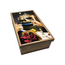 Caixa para Vinho Tampa de Sapato 1 Div Jantar Romantico 28x16x8 Kit 10un Mdf Pintado Adesivado