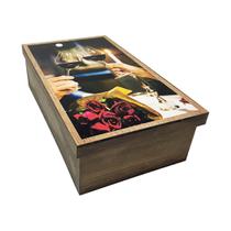 Caixa para Vinho Tampa de Sapato 1 Div Jantar Romantico 35x20x10 Kit 10un Mdf Pintado Adesivado