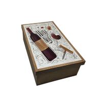 Caixa para Vinho Tampa de Sapato 1 Div Wine Not 35x20x10 Kit 3un Mdf Pintado Adesivado