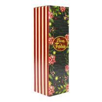 Caixa para Vinho Visor Frontal Ilustração Árvore de Natal Boas Festas com Alças Quantidade:25