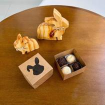Caixa Páscoa para brigadeiro, doces lembrancinha, Kraft , com visor 8x8x4,5cm