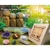 Caixa Pedras de Proteção para Crianças - com saquinho de organza e caixa em MDF - Cristais Aquarius
