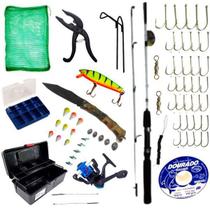 Caixa Pescaria Kit Completo Vara Molinete Vários Itens