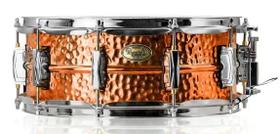 Caixa Pinguim Real Hammered Cobre 14x5 PCM82 com buchas em Brass, aros PowerHoop e abafador interno