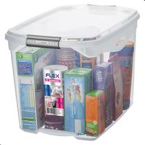 Caixa Plástica Alta Organizadora Com Tampa e Trava Flex 36L Sanremo