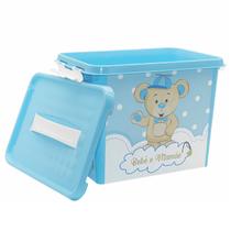 Caixa Plástica Azul Linha Mãe E Bebê Com Tampa Para Itens De Higiene Infantil Caixa Plástica Azul Linha Mãe E Bebê Com Tampa Para Itens De Higiene Infantil