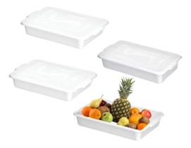 Caixa Plástica Branca C/tampa 8l Atacado C/4unidades Santana