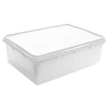 Caixa Plástica Empilhável com Tampa Hermética Branca de 11 Litros Livre de BPA Plasvale Caixa Plástica Empilhável com Tampa Hermética Branca de 11 Litros Livre de BPA Plasvale