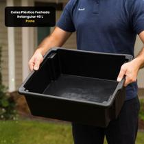 Caixa Plástica Fechada Retangular 40 L - Preta