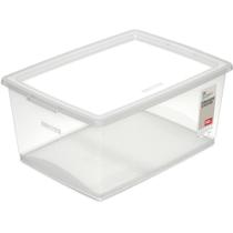 Caixa Plástica Multiuso Cristal 30L com Tampa e Trava 37,8X53X23,5CM