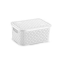 Caixa Plastica Multiuso Rattan C/Tampa Branco Pp 2L.