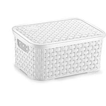 Caixa Plastica Multiuso Rattan C/TAMPA Branco PP 2L.