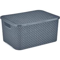 Caixa Plastica Multiuso Rattan C/ Tampa Chumbo GD 16L. Caixa Plastica Multiuso Rattan C/ Tampa Chumbo GD 16L.