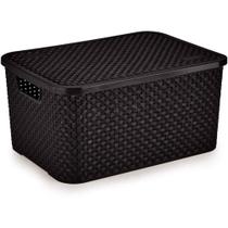 Caixa Plástica Multiuso Rattan com Tampa Preto GD 16L Caixa Plástica Multiuso Rattan com Tampa Preto GD 16L