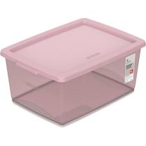 Caixa Plástica Multiuso Rose 15L com Tampa - 29,5X41X18,6CM