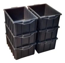 Caixa Plastica Organizadora 15,5l Com Tampa Tipo Container Cor Preto Listras