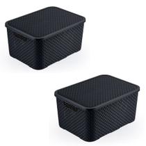 Caixa Plastica Organizadora 18L Grande Respiravel Livros Brinquedos Escolar kit 2