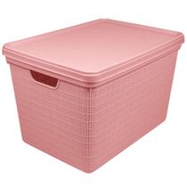 Caixa Plástica Organizadora Empilhável C/ Tampa 22L P/ Armário Quarto Cozinha Escritório Multiuso Durável Resistente