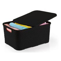 Caixa Plástica Organizadora Rattan Com Tampa 7lts