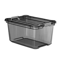 Caixa Plastica Organizadora Transparente Grande 50 Litros - Plasvale Preto Caixa Plastica Organizadora Transparente Grande 50 Litros - Plasvale Preto