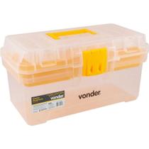 Caixa Plástica Para Ferramentas, Transparente E Amarela, Com 1 Bandeja, Cpv 0330, Vonder