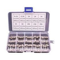 Caixa Plástica Transparente Com 100 Peças De Kit De Fusíveis De Vidro De Sopro Rápido 5x20 Mm 250 V Caixa Plástica Transparente Com 100 Peças De Kit De Fusíveis De Vidro De Sopro Rápido 5x20 Mm 250 V