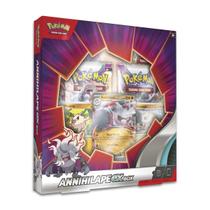 Caixa Pokémon TCG Annihilape EX com cartões metalizados e pacotes de reforço