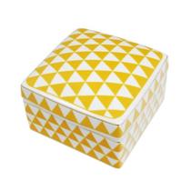 Caixa Porcelana Com Design Triangulo Amarelo e Branco