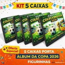 Caixa Porta Álbum Copa 2026 + Figurinhas Mdf Kit 5 Unidade 31x29,5x5,5cm Tampa Adesivada Caixa Porta Álbum Copa 2026 + Figurinhas Mdf Kit 5 Unidade 31x29,5x5,5cm Tampa Adesivada