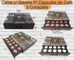 Caixa porta capsulas de café três corações com gaveta - Girassol