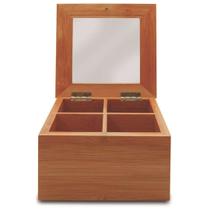 Caixa Porta Chá Bambu Com 4 Divisórias Yoi