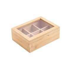 Caixa Porta Chá de Bambu com Divisórias