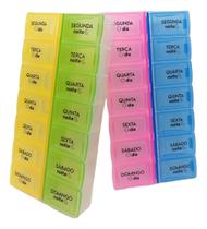 Caixa Porta Comprimidos Semanal 2 Caixas Coloridas Plástico Resistente Organizadora